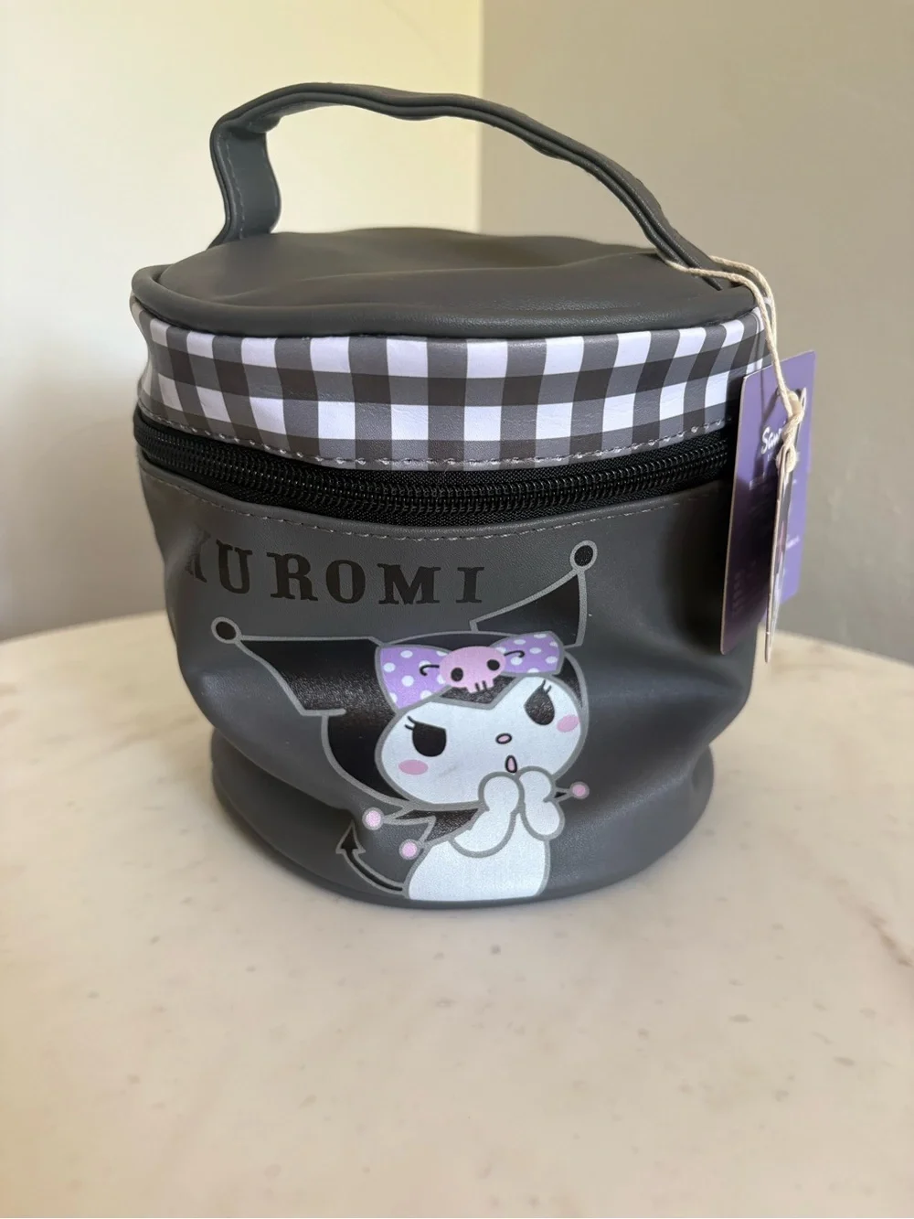 Gray Kuromi Cosmetic Carry Case with Handle